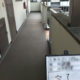 共用廊下の床のシート防水工事（防滑シートの貼り付け）
