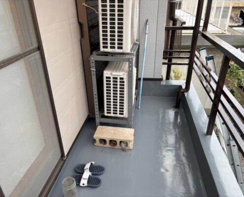 埼玉県草加市 低層マンション ベランダ防水工事完了後全景