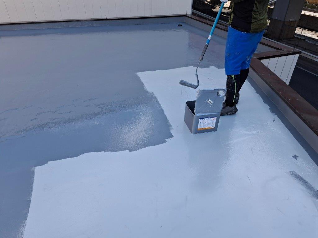 東京都足立区舎人 工場屋上防水 トップコート塗布