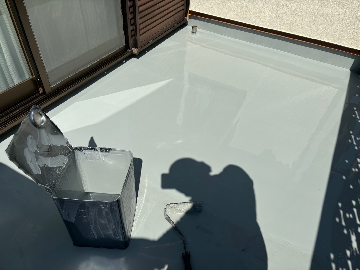 東京都杉並区 ルーフバルコニー防水 ウレタン防水施工中